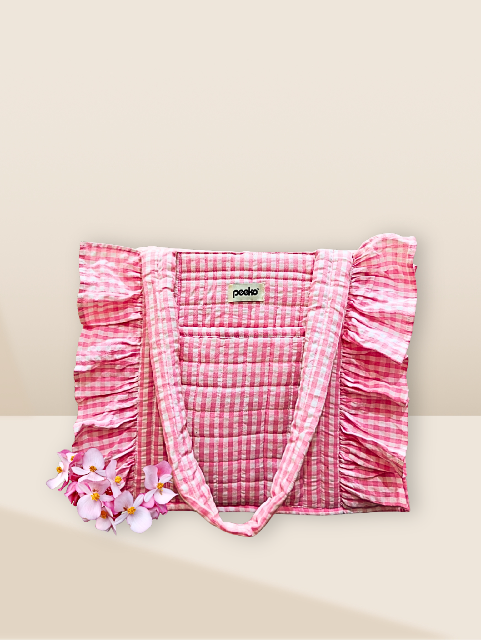 Gingham tote bag - Pink